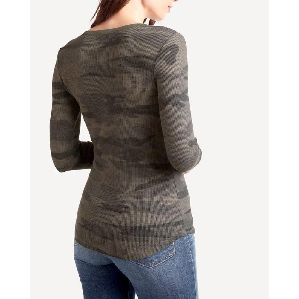 Splendid Camouflage Long Sleeve Thermal Henley Shirt Top for Size XS - New - Picture 2 of 5
